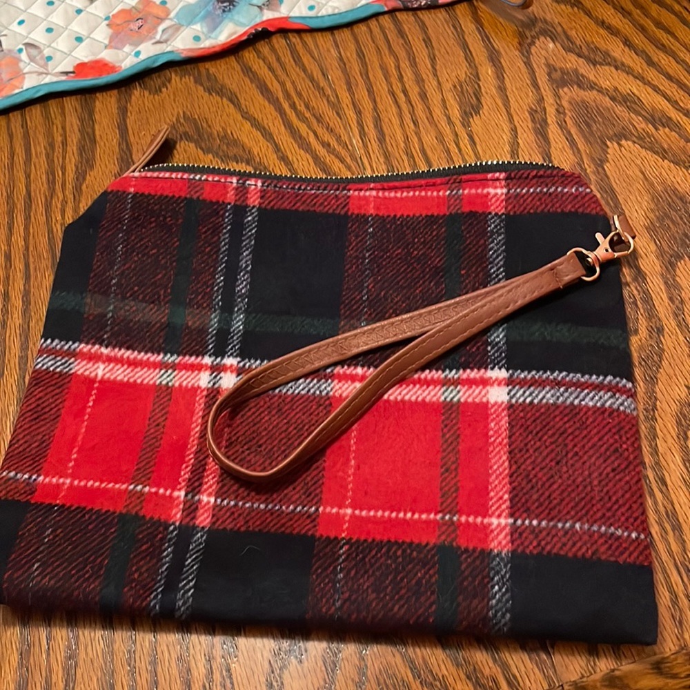 Plaid flannel clutch